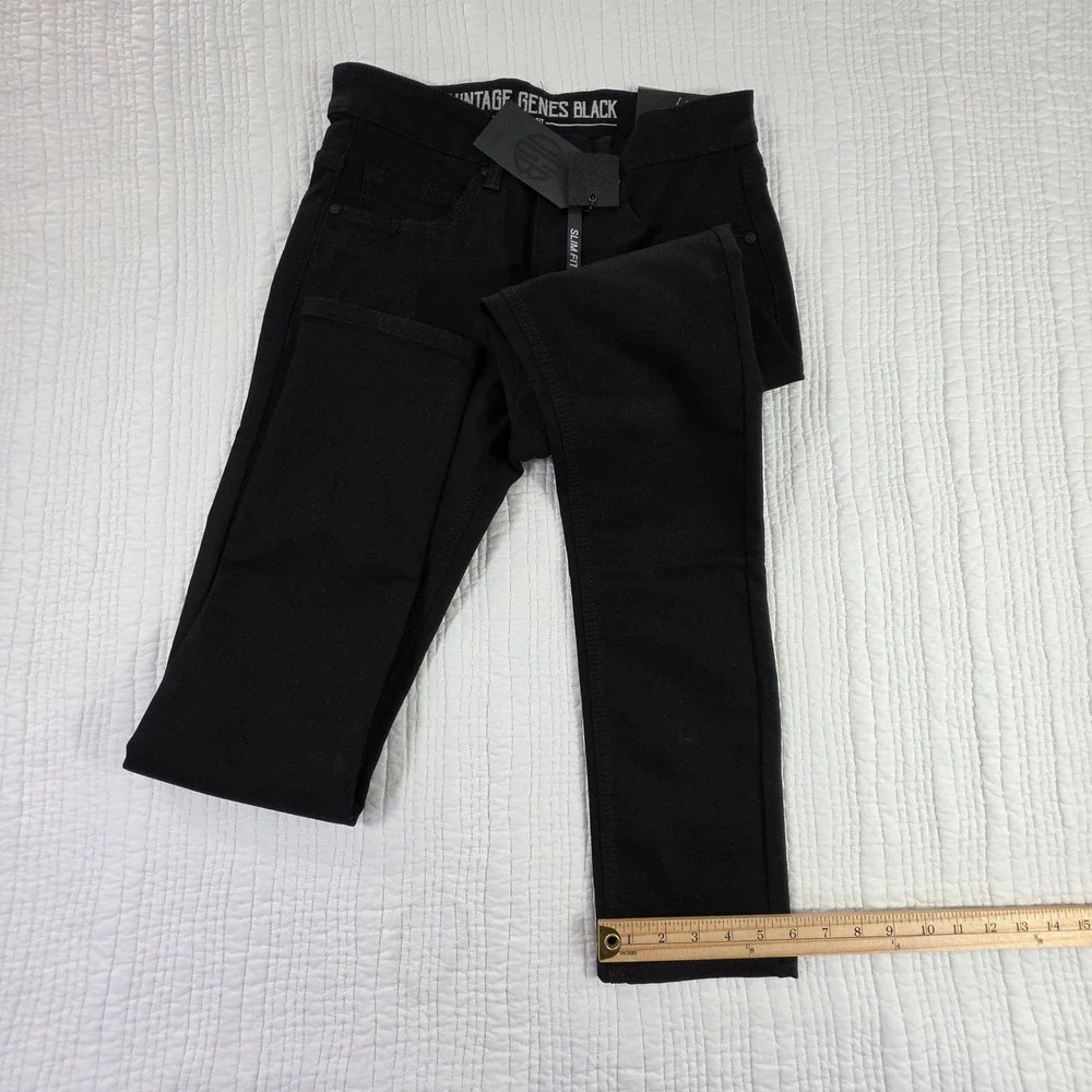 VGB Vintage Genes Black Mens 28x30 Slim Fit French Terry Stretch Denim Jeans